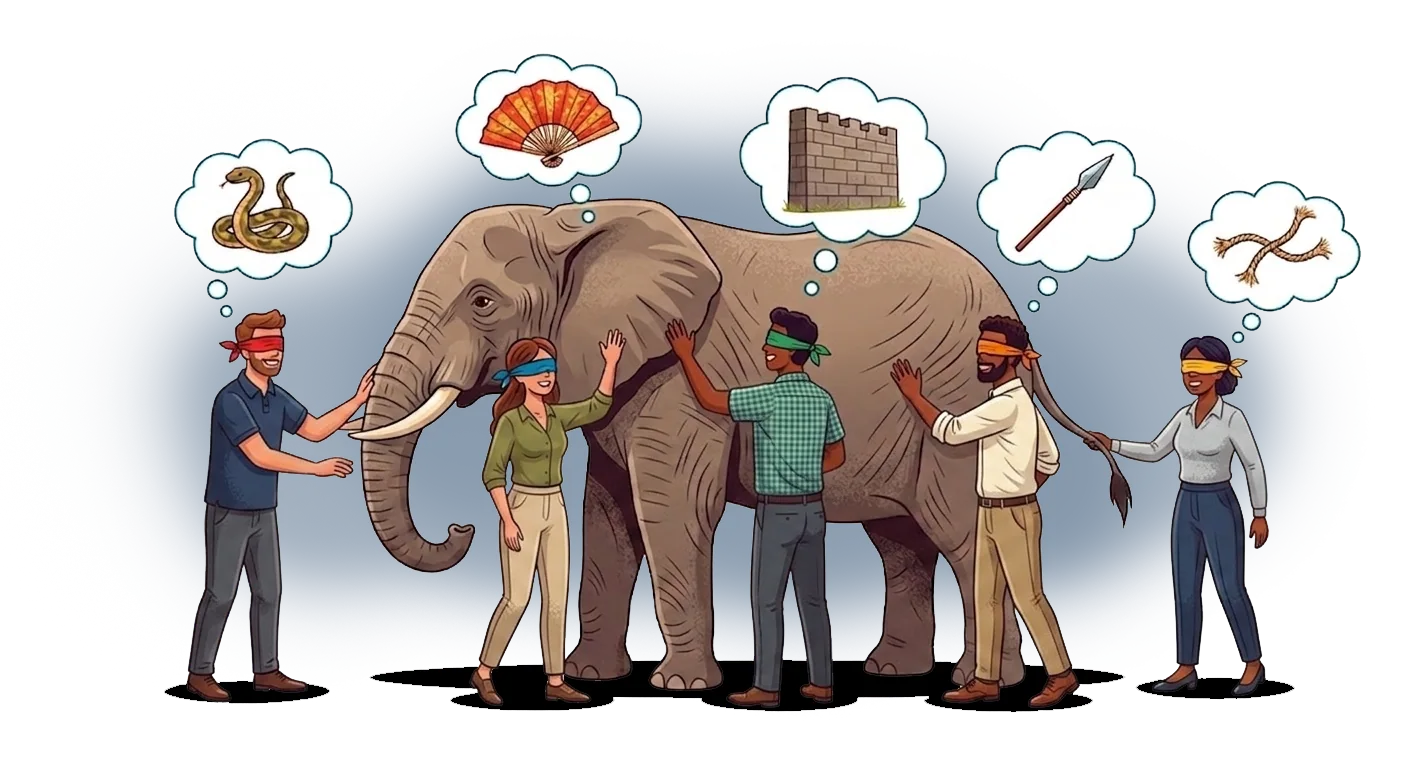 Ilustração — grupo em volta de um mapa visual